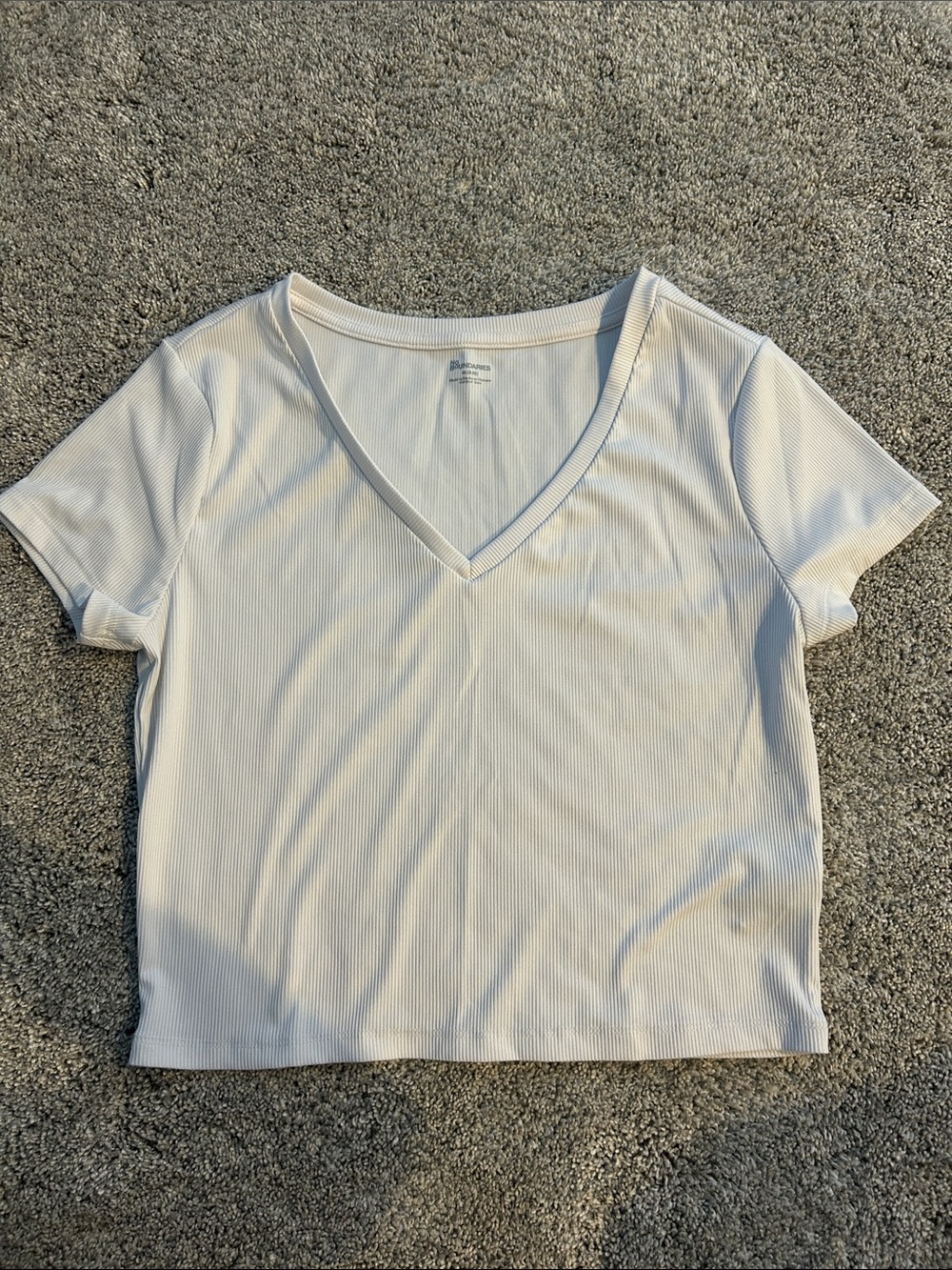 No Boundaries White Ribbed V-Neck Crop Top